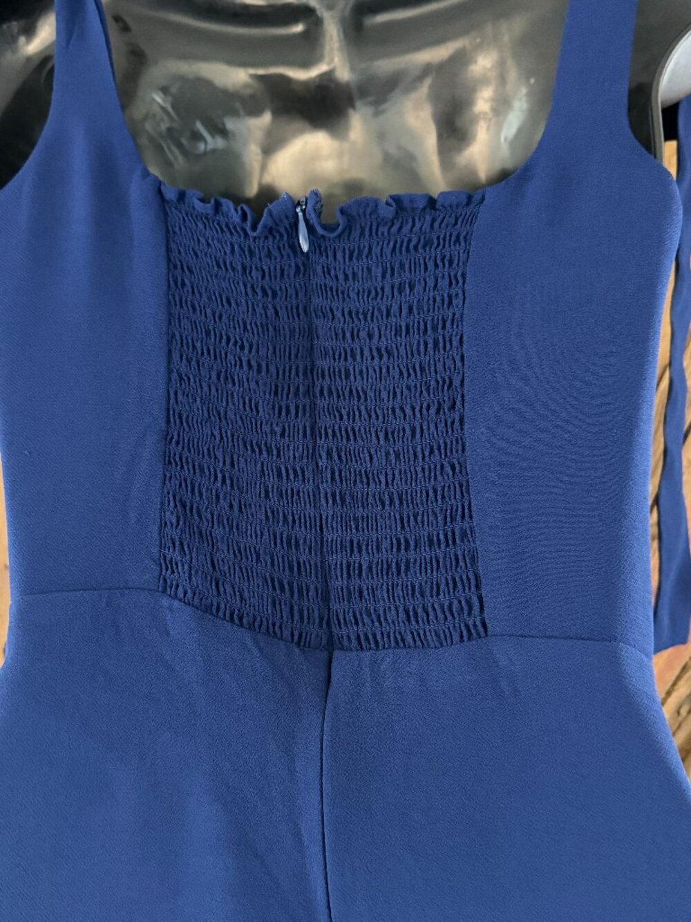 Reformation Twilight midi midnight blue shirred in Danube side slit Dress Sz 6 - Picture 10 of 12